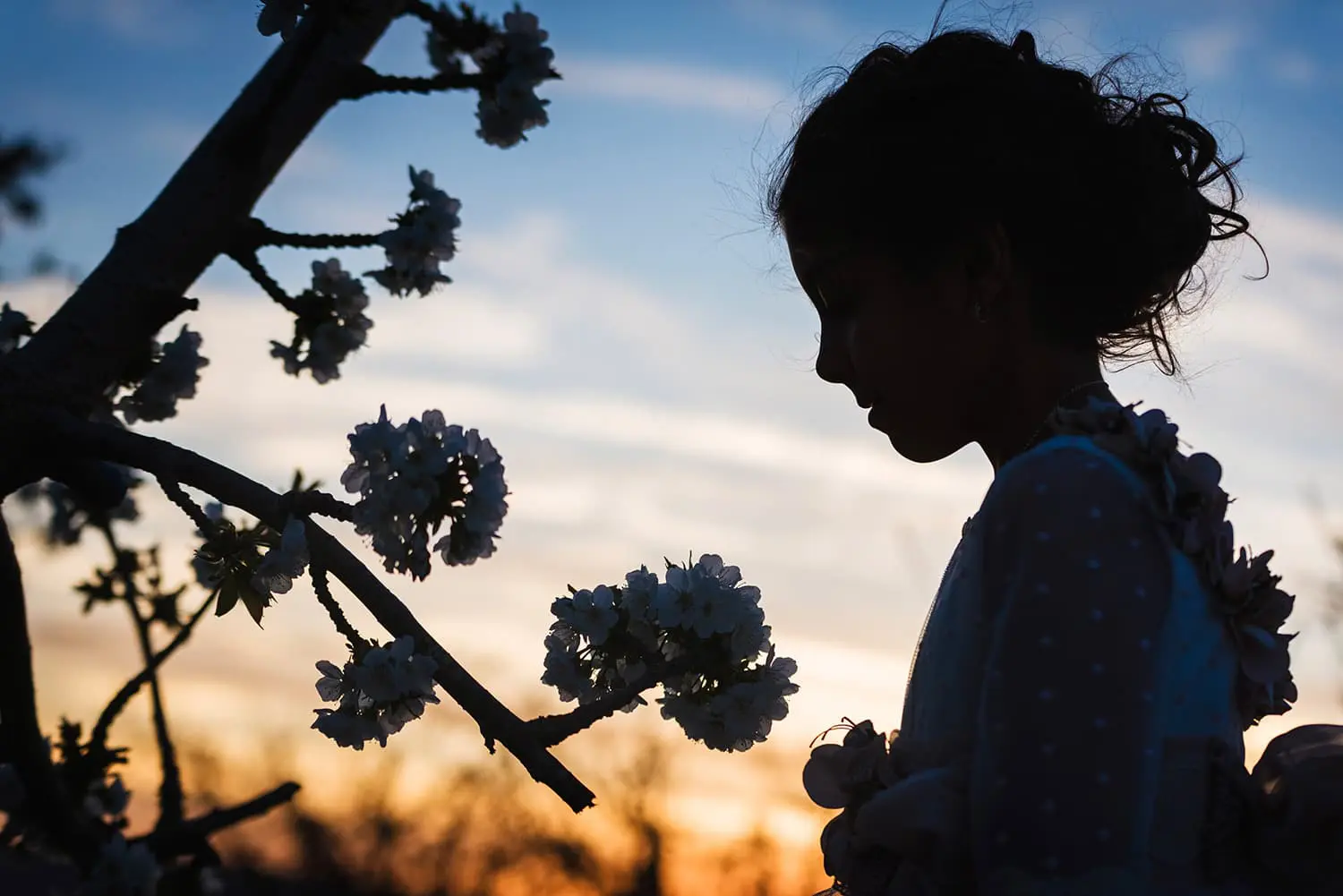 Nina atardecer silueta comunion Canicio Jumilla