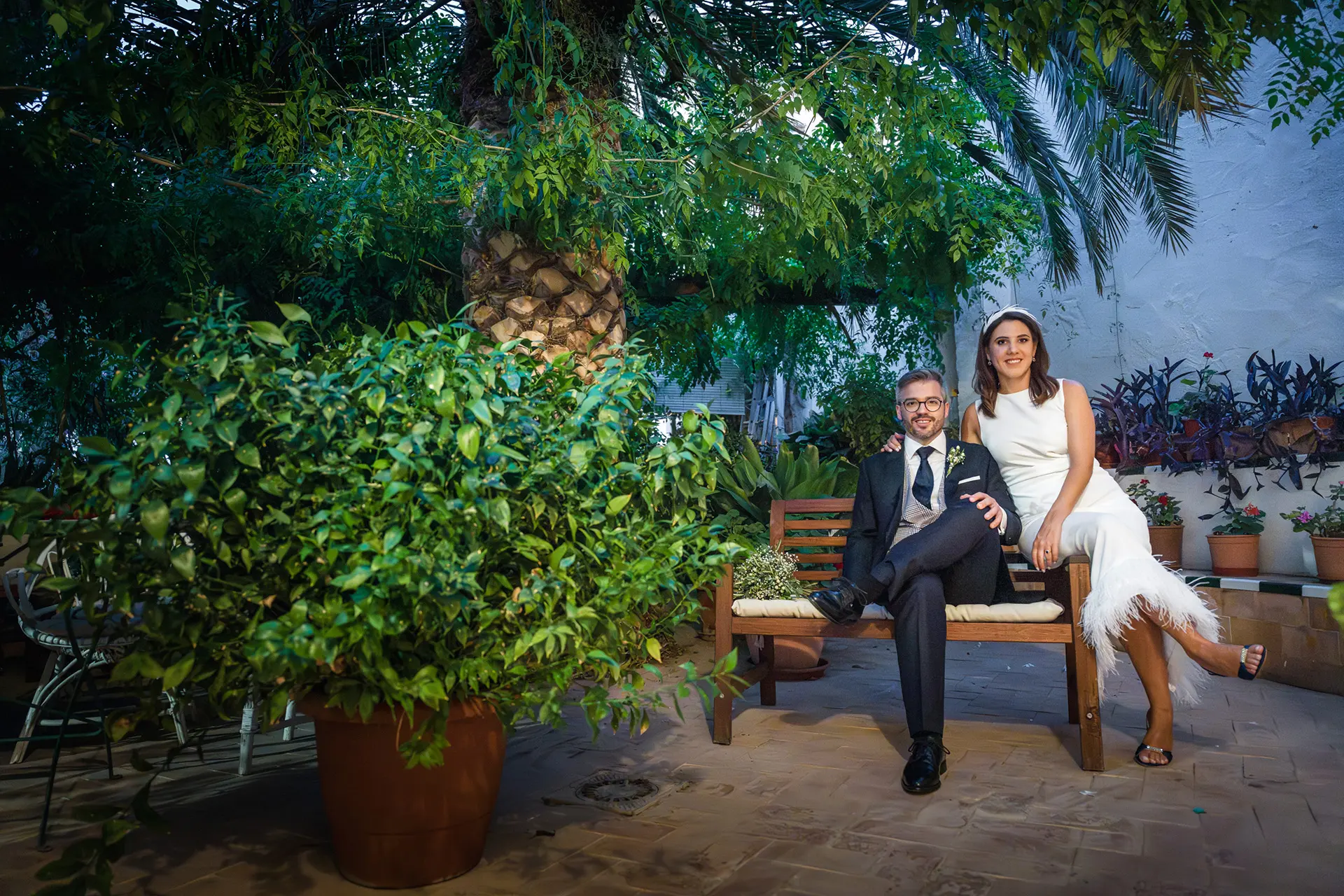 foto novios patio de su casa en murcia